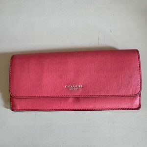 Coach Coral Pink Saffiano Leather Wallet